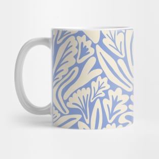 Abstract boho leaf and flower pattern in light blue Mug